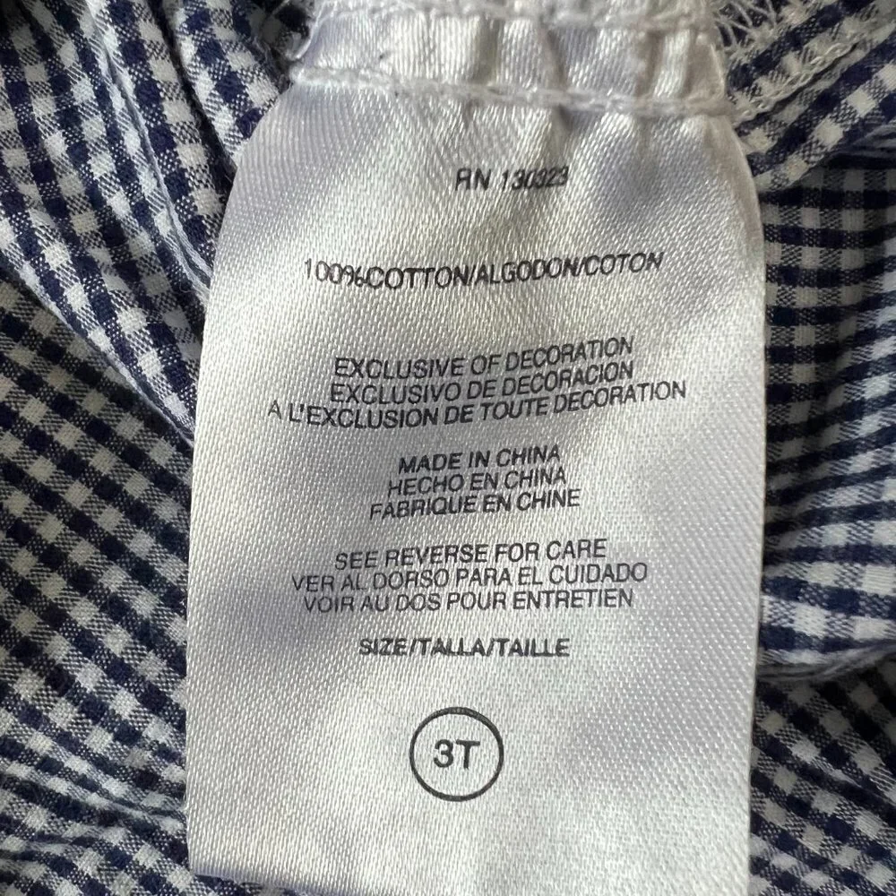 US Polo Assn Blue Gingham Embroidered Long Sleeve Button #3 Shirt Sz 3T